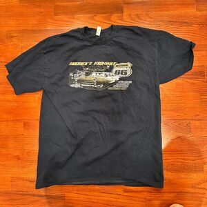 Route-66 Men's Black and Navy T-shirt